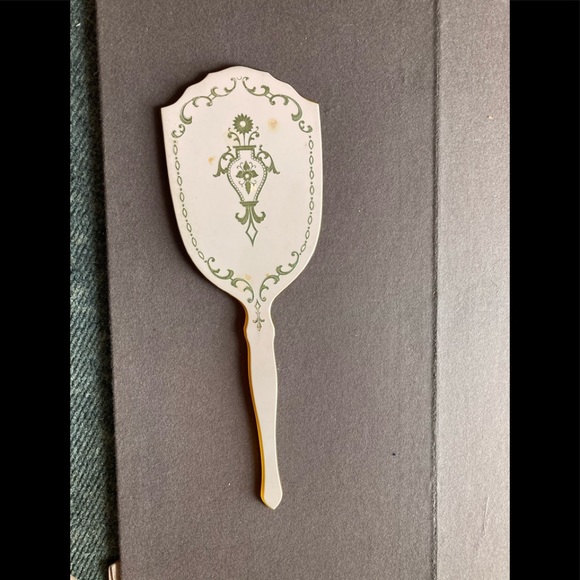 Vintage Pereline hand mirror pink & yellow - Picture 2 of 10